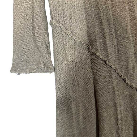 Free People Intimately Olive Gauze Distressed Scoop Neck Shirt Women Sz L - Picture 4 of 9